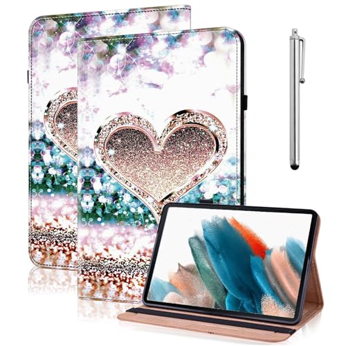 TUOLISG Hülle für Fire HD 8 Tablet 8/7/6 Generation mit Stift,PU Leder Klapp Tablet Schutzhülle Case mit Auto Schlaf/Wach für Amazon Kindle Fire HD 8 2016/2017/2018/2019-Diamantpfirsich von TUOLISG