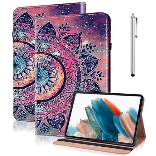 TUOLISG Hülle für Fire HD 8 Tablet 8/7/6 Generation mit Stift,PU Leder Klapp Tablet Schutzhülle Case mit Auto Schlaf/Wach für Amazon Kindle Fire HD 8 2016/2017 /2018/2019-Mandala von TUOLISG