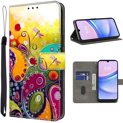 TUOLISG Hülle für Samsung Galaxy A35 5G mit [Magnetverschluss][Flip-Funktion][Kartenfächern] Flip Case Leder Samsung A35 Schutzhülle Stylische Klapphülle -Blumenrebe von TUOLISG