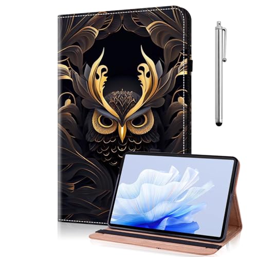 TUOLISG Hülle für Samsung Galaxy Tab A9 2023 (SM-X110/X115) 8,7 Zoll,Premium PU Leder Tablette Schützhülle Multi-Winkel Ständer Cover Case mit Kartenschlitz für Galaxy Tab A9 -Eule von TUOLISG