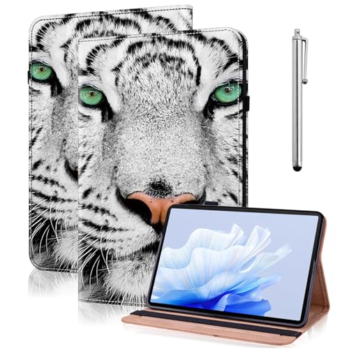 TUOLISG Hülle für Xiaomi Redmi Pad Pro 12.1 Zoll mit Stifhalter und Stift,PU Leder Ständer Flip Wallet Cover Case für Redmi Pad Pro 2024 -Weißer Tiger von TUOLISG