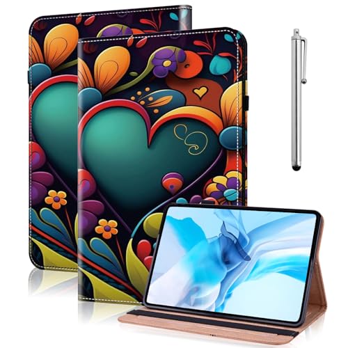 TUOLISG Schutzhülle für Lenovo Tab Plus 29,8 cm (11,5 Zoll) 2024, PU-Leder, Klappetui mit Ständer, funktionalem Kartenfach und elastischem Verschluss, Aquarell von TUOLISG