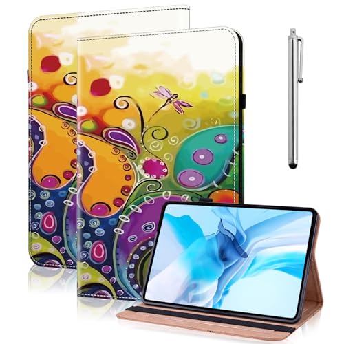 TUOLISG Schutzhülle für Samsung Galaxy Tab A 24,6 cm (9,7 Zoll) 2015 (SM-T550), PU-Leder, Klappetui mit Standfunktion, funktionalem Kartenfach und elastischem Verschluss, Blumenranke von TUOLISG