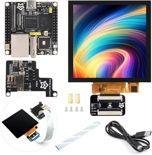 TUOPUONE Pico Ultra RV1106 Linux Micro Entwicklungsplatine integriert ARM Cortex-A7/RISC-V MCU/NPU/ISP Prozessoren ohne kabellos mitgeliefertes PoE-Modul mit 720 x 720 10,2 cm IPS-Touch-Display von TUOPUONE