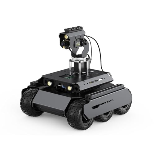 TUOPUONE UGV Rover Open-Source-Roboter, 6 Räder, 4 WD, AI Roboter, kompatibel mit Raspberry Pi 4B / Raspberry Pi 5 Dual-Controllern, Ganzmetall-Körper, Computer Vision mit RPi4B und Pan-Tilt Modul von TUOPUONE