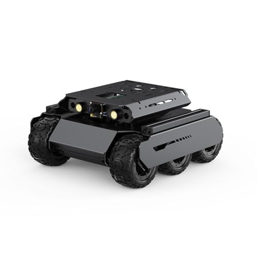 TUOPUONE UGV Rover Open-Source-Roboter, 6 Räder, 4 WD, AI Roboter, kompatibel mit Raspberry Pi 4B / Raspberry Pi 5 Dual-Controllern, Ganzmetall-Körper, Computer Vision mit RPi5, ohne Pan-Tilt Modul von TUOPUONE