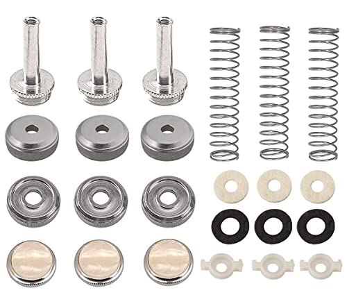 TUOREN Trompetenventil-Sytem-Ersatzteile enthalten Trompeten-Fingerknöpfe, Ventilkappe, Kolbenführungen, Federfilz-Unterlegscheibe, Musikinstrumente, Zubehör-Set mit 24 Stück, Silber von TUOREN