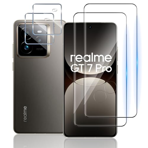 TUTUO [2+2 Stück Schutzfolie Kompatibel mit realme GT 7 Pro 5G für Panzerglas + Kamera Schutzfolie, 9H Härte HD Klar Folie, Anti-Kratzer, Anti-Fall Displayschutzfolie von TUTUO