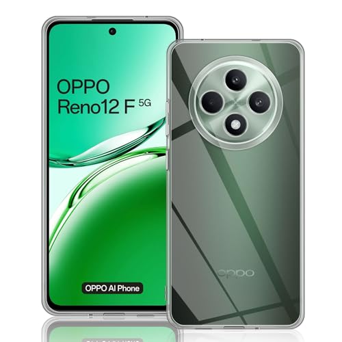 TUTUO Schutzhülle Kompatibel mit OPPO Reno 12 F 4G/5G / Reno 12 FS 4G/5G Hülle, Crystal Clear Slim Weiche Transparent Silikon Case, Stoßdämpfende Fallschutz, Anti-Kratzt Soft TPU Protector Handyhülle von TUTUO