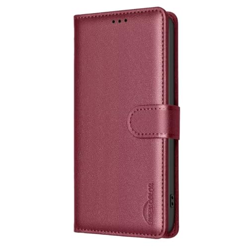 Handyhülle für Xiaomi Redmi Note 13 Pro 4G Hülle, PU Lederhülle Flip Case mit Kartenfach, RFID Schutz Handytasche Weiche Tasche Case Schutzhülle Klapphülle für Xiaomi Redmi Note 13 Pro 4G,rot von TUUNKMUY