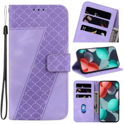 Kompatibel für Samsung Galaxy S25 Plus Handyhülle Webblume Premium Leder Samsung Galaxy S25 Plus Book Cover Etui Standfunktion Kartenfach Hülle RFID Schutzhülle Lederhülle Handytasche Tasche lila von TUUNKMUY