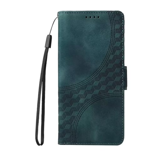 Samsung A33 Handyhülle für Samsung Galaxy A33 Hülle Raster Premium Leder PU Flip Case Magnet Klapphülle Kartenfach Tasche Bumper Schutzhülle für Samsung Galaxy A33 grün von TUUNKMUY