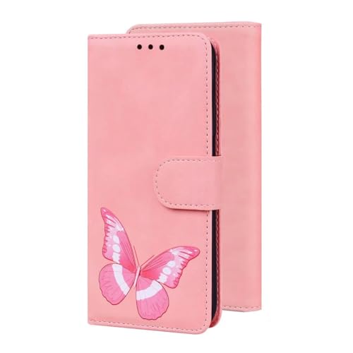 TUUNKMUY für Xiaomi Redmi K70E/POCO X6 Pro Hülle, Schmetterling Magnetisch Folio Flip Wallet Leder Standfunktion Kartenfach Schutzhülle Tasche mit Trageschlaufe, Brieftasche Hülle,Rosa von TUUNKMUY