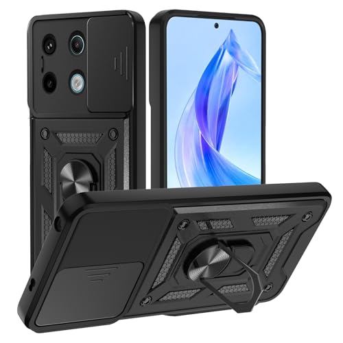 TUUTPU Hülle für Xiaomi Redmi Note 13 Pro 5G/Poco X6 5G Kameraschieber Schutz, Hybrid Handyhülle mit Kameraschutz Kickstand Ständer Metall Ring Hüllen, Militärqualität Stoßfeste Schutzhülle - Schwarz von TUUTPU