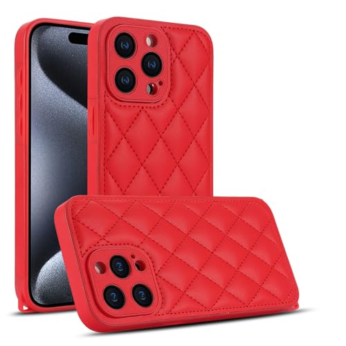 TVNYRVZA-Leder Hülle für iPhone 15 Pro Max/15 Pro/15 Plus/15- Business-Stil Dünne Handyhülle mit Armband Telefonhülle Für Männer und Frauen(Rot, 15ProMax) von TVNYRVZA