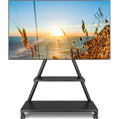 TVON TV Ständer Rollbar Fernsehständer höhenverstellbar schwenkbar TV Wagen mit Rollen für 32-80 Zoll Flach & Curved Fernseher bis zu 68 KG Max. VESA. 600 * 400 von TVON