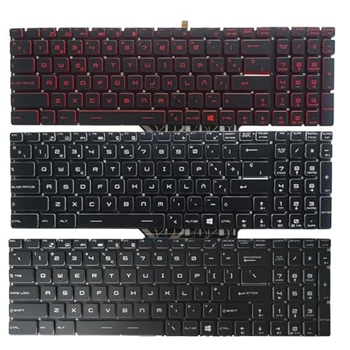 TWEJHX Britische spanische Tastatur, kompatibel mit GP62 GP72 GL62 LG72 GL72 GP62VR GP62MVR GP72MVR GL62M GL62MVR GL63 GL72M GL73 WS60 WS72 WT72(SP White Backlit) von TWEJHX