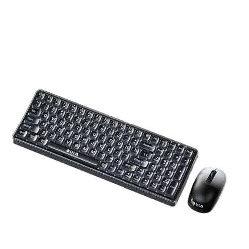 TWEJHX Drahtloses Multimedia-Tastatur- und Mausset AC210 2,4-G-Verbindung, kompatibel mit Laptops und Desktops(Black) von TWEJHX