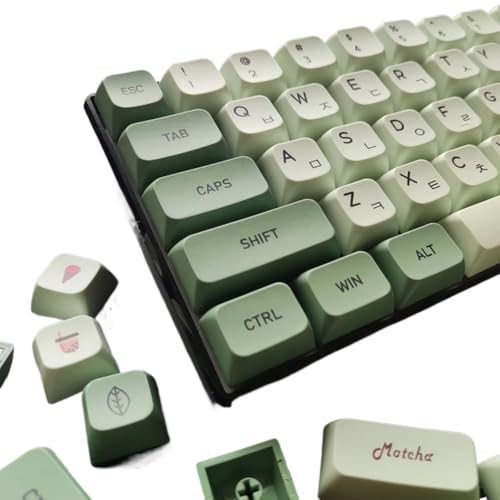 TWEJHX Personalisierte englische Tastenkappen PBT Machat 123Keys XDA-Profil kompatibel mit MX 104 87 61 mechanischen Tastaturen(Matcha Korean) von TWEJHX