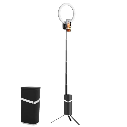 10 Zoll Ringlicht mit Stativ Handy, Selfie Stick Stativ, 180cm Stativständer & Handyhalter, Dimmbare Tischringlicht für YouTube, Selfie, Makeup, Tik& Tok (Black) von TWSOUL