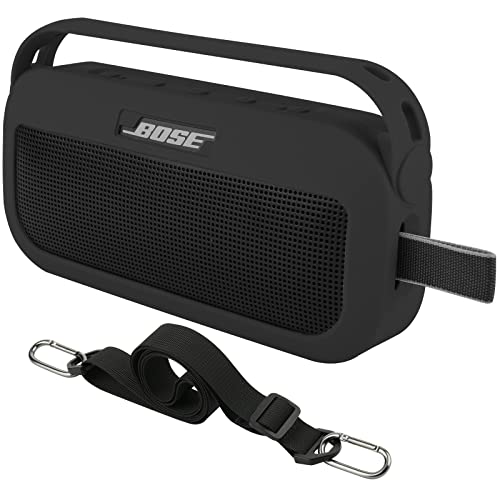 TXEsign Silikon-Schutzhülle für Bose SoundLink Flex tragbare Lautsprecher, Reise-Schutzhülle mit Griff, Staubschutzstecker für Bose SoundLink Flex, Schwarz von TXesign