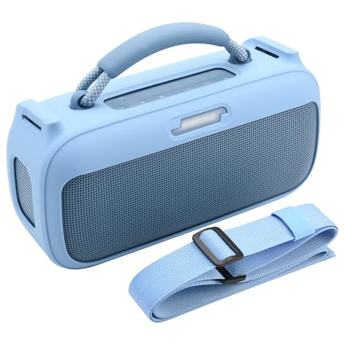 TXEsign Silikon-Schutzhülle für Bose SoundLink Max tragbaren Lautsprecher, Reise-Tragetasche, Schutzhülle, Ersatzhülle mit Schultergurt (Blue Dusk) von TXesign