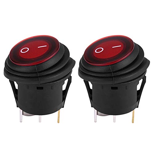 2 Stück rotes LED-Licht 12 V/24 V Universal 20 A 3 Pin Auto Boot Rund On Off Wippschalter von TYCIONG