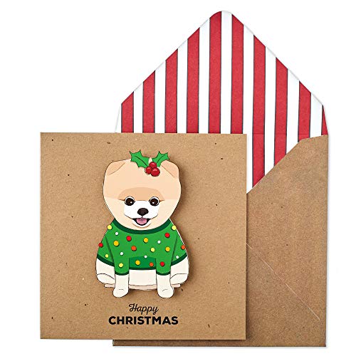 Tache Premium Handgefertigt Pomeranian Hund Weihnachten Karte von Tache