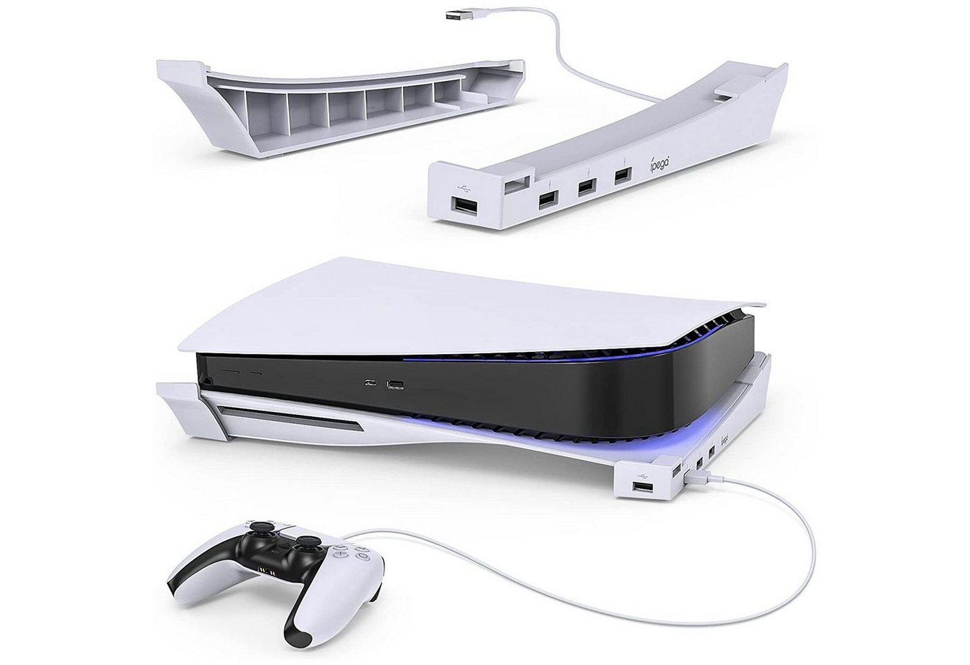 Tadow Horizontaler Ständer für PS5 Konsole, Aufbewahrungsständer, Controller (tragbarer Ständer) von Tadow