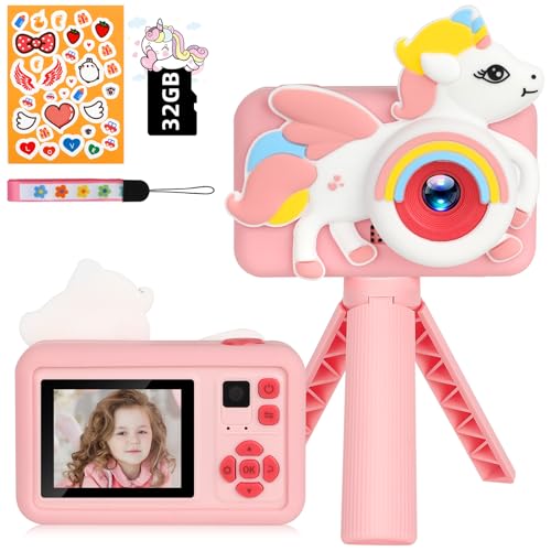 Kinderkamera Digitalkamera Kinder - 1080P Kinder-Kamera 2,0-Zoll-Bildschirm mit 32GB Karte-Fotoapparat Kinder Selfie Kamera für 3-12 Jahre丨Geburtstag丨Weihnachten丨Spielzeug (Rosa) von Taichaeu