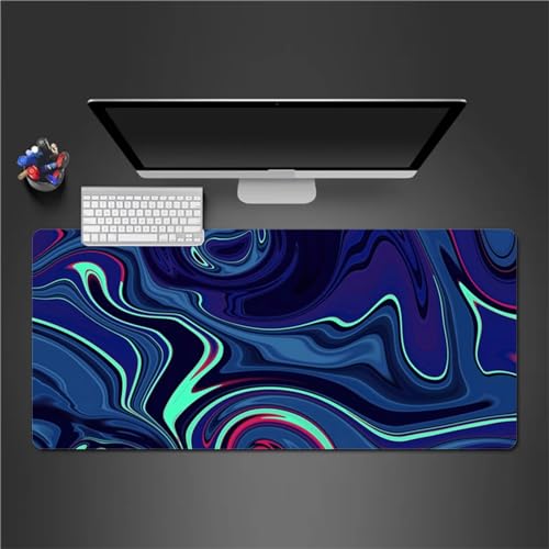 Tainrun Gaming Mauspad XXL 1000x500x3mm Große Maus Pad Wasserabweisend mit Haltbar Genähten Kanten für PC, Laptop Verbessert Präzision und Geschwindigkei(Blaue Flüssigkeit) von Tainrun