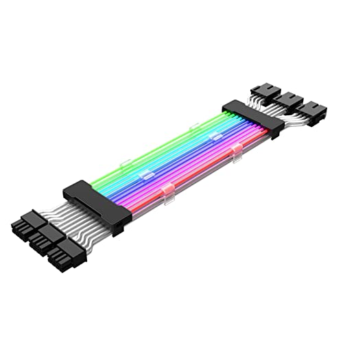 RGB-Stromkabel – Verlängerungskabel RGB Pin 24 | RGB-Stromkabel | GPU ARVB Netzkabel | Powar-Kabel mit doppeltem LED-Licht für Mainboard-Anschluss 14,37 Zoll von Takluu