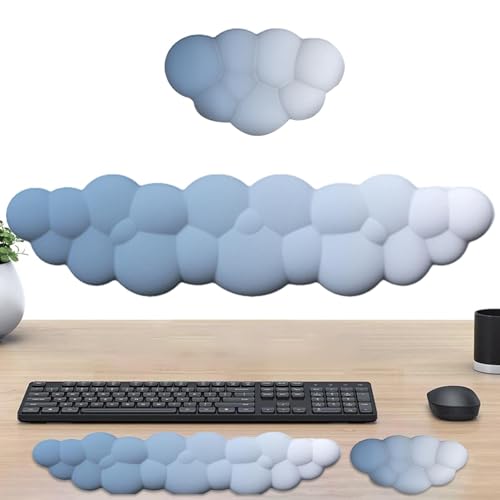 Takluu Tastatur Cloud-Handballenauflage, Handgelenkauflage, Cloud-Tastatur | 2 Stück Wolkenhandflächenauflage, niedliche Tastaturauflage, bequeme Tastaturauflage aus Memory-Schaum, Handgelenkauflage von Takluu