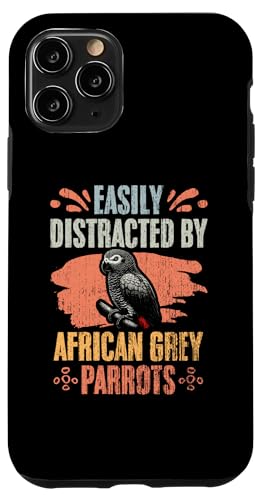 Hülle für iPhone 11 Pro Leicht abgelenkt von afrikanischen Graupapageien, Retro-Ornithologie von Talking African Grey Wings