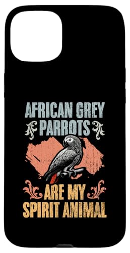 Hülle für iPhone 15 Plus African Grey Parrots Are My Spirit Animal Retro Ornithologie von Talking African Grey Wings