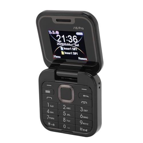 Kleines Klapphandy, Klapphandy, Mehrsprachiges 2G Taschenhandy, Dual SIM Dual Standby, Faltbares Handy, Große Tasten und Zahlen, Klarer und Lauter Ton (Black) von Tangxi