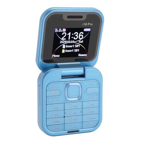 Kleines Klapphandy, Klapphandy, Mehrsprachiges 2G Taschenhandy, Dual SIM Dual Standby, Faltbares Handy, Große Tasten und Zahlen, Klarer und Lauter Ton (Blue) von Tangxi