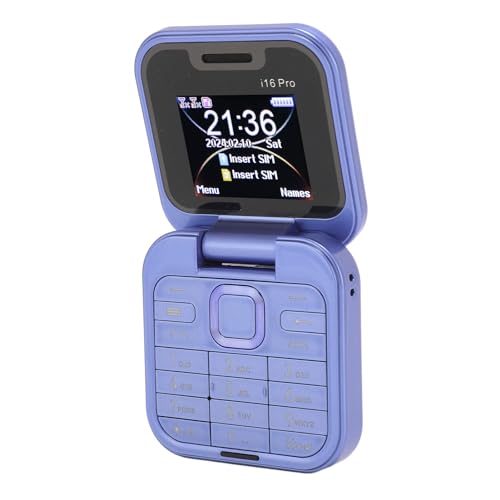 Kleines Klapphandy, Klapphandy, Mehrsprachiges 2G Taschenhandy, Dual SIM Dual Standby, Faltbares Handy, Große Tasten und Zahlen, Klarer und Lauter Ton (Purple) von Tangxi