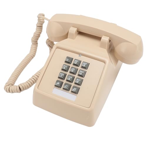 Schnurgebundenes Telefon mit Klingelton, Vintage Retro Festnetztelefon mit Großen Tasten, Lautstärkeregler, Altmodisches Schnurgebundenes Telefon (Beige) von Tangxi