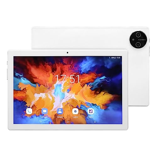 Tangxi 10,1-Zoll-Tablet Octa Core, 12 GB RAM, 256 GB ROM, 4G LTE 5G WLAN, RGB-Tastaturmaus, 11, EU-Stecker, 100-240 V (White) von Tangxi