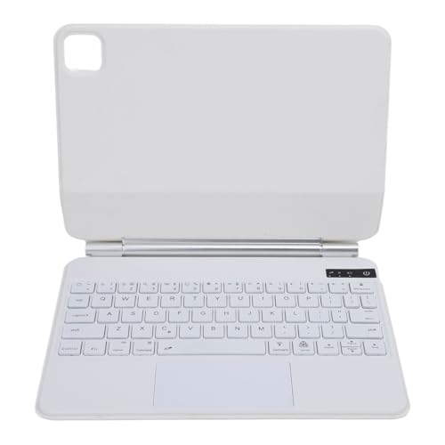 TouchPad-Tastaturhülle, Verstellbare Tastaturabdeckung mit Hintergrundbeleuchtung, Wildleder-Design, Magnetisch für Tablet (White) von Tangxi