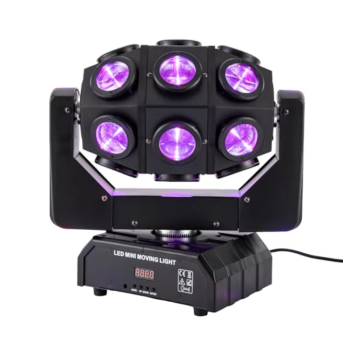 180W Moving Head Bühnenlicht mit 18 RGBW LED, Moving Head Spot Beam Strobe Beleuchtung Effekt | DMX 512 Sound Aktivited, 360° Stufenlose Drehung Partylicht für Disco Bar Club Hochzeit Home Party von Taozhiyy