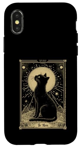 Gotische Tarotkarte The Moon Cat Crescent Mystic Art Hülle für iPhone X/XS von Tarot Card Reading Goth Clothing