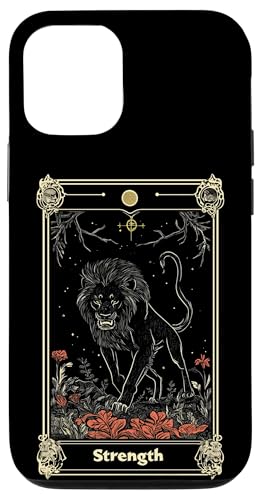 Hülle für iPhone 12/12 Pro Strength Tarot Card - Vintage Occult Art Lion von Tarot Card Reading Goth Clothing