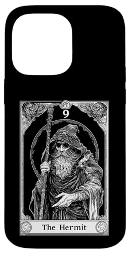 Hülle für iPhone 14 Pro Max The Hermit Tarot Card - Monochrome Gothic Lantern Art von Tarot Card Reading Goth Clothing