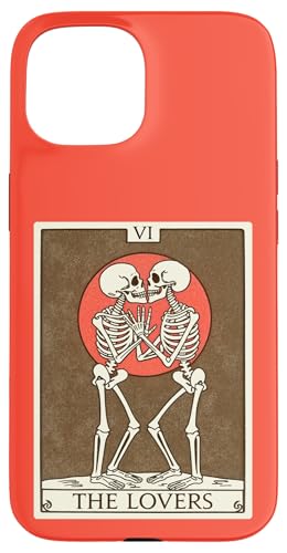 Hülle für iPhone 15 Tarotkarte The Lovers - Skelett Romantik Love Kisses von Tarot Card Reading Goth Clothing