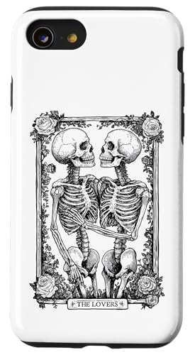 Hülle für iPhone SE (2020) / 7 / 8 Skeleton Love - Gothic Bones - Reading Tarot Card The Lovers von Tarot Card Reading Goth Clothing