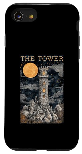 Hülle für iPhone SE (2020) / 7 / 8 The Tower Tarotkarte – Gothic-Stil, mystische Illustration von Tarot Card Reading Goth Clothing