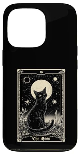 The Moon Tarot Card Halloween Black Cat Horror Aesthetic Hülle für iPhone 13 Pro von Tarot Card Reading Goth Clothing