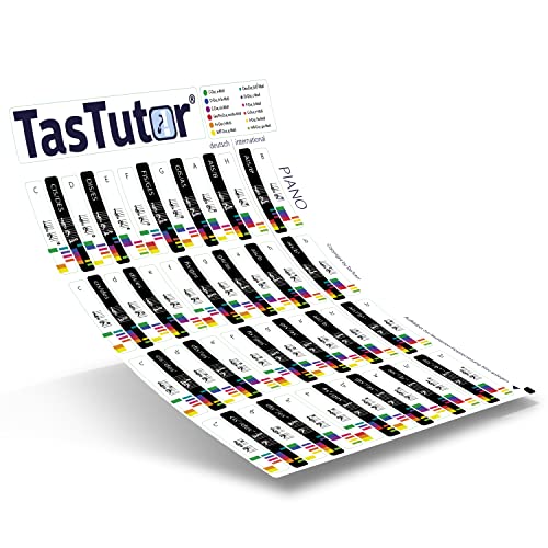 TasTutor Klavier Tastatur Aufkleber | Tastaturaufkleber deutsch und international, Piano Sticker für Keyboard, Klavierspielen und Tonleiter lernen, schneller Notenlesen mit Tastatur-Stickern von TasTutor